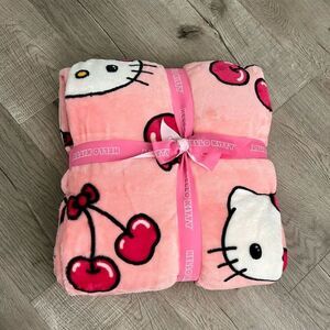Hello Kitty Sanrio Cherry Cherries Plush Twin Blanket-Pink-60x90-Valentines Day